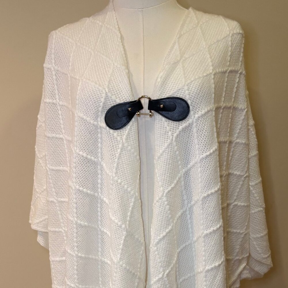 NWT Style & Co Women S Fringe-Trim Toggle-Buckle Cape Sweater
